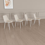 Modern Kitchen Dining Chairs (Set of 4) With Linen Padding And Sturdy Metal Legs - Beige