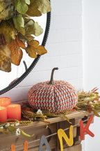 Pumpkin Ornament Decor For Holiday Harvest Festival Fall Festival & Thanksgiving (Set of 2) - Orange Multi
