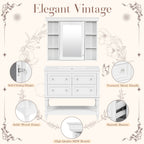 Bathroom Vanity With Medicine Cabinet, Storage Cabinet With 4 Drawers, Adjustable Shelf Mirror