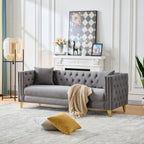 3 Seater Deep Seat Sofa, Sofa With Button Nailhead, Square Arm