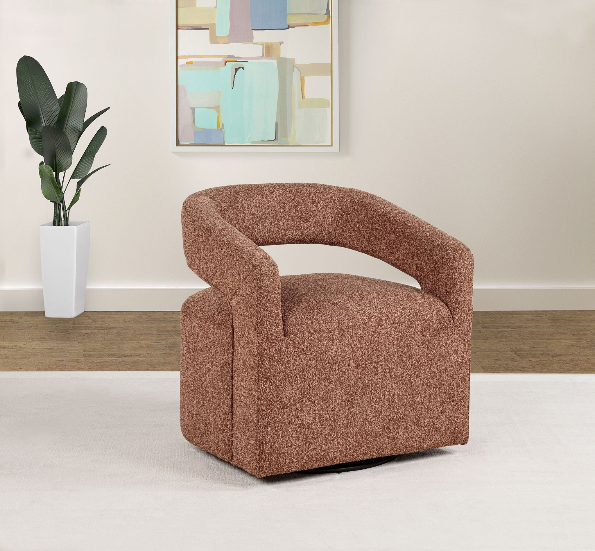 Westhill Boucle Upholstered Swivel Accent Chair Berry