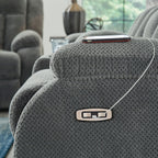 Observation - Double Reclining Power Loveseat With Console - Steel