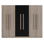 6 Doors Wardrobe Storage For Bedroom, With 2 Drawers Inside - Black / Nature