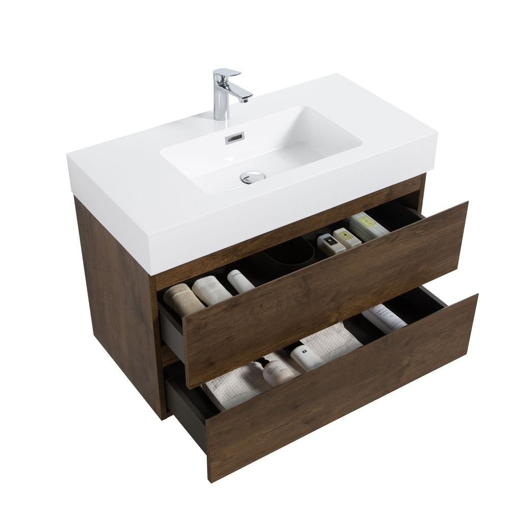 Alice - Bathroom Vanity Wall Mounted With Sink, Large Storage