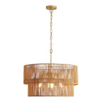 Chandelier, 2 Tier Boho Wabi Sabi Pendant Light, Hanging Ceiling Lamp - Gold