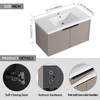 Contemporary Wall Mounted Bathroom Vanity With Resin Double Sink