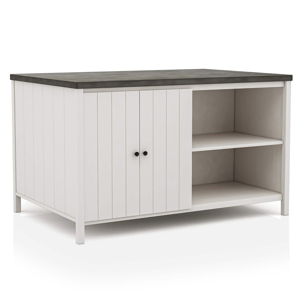 Counter Height Dining Table With Storage Cabinet Base - Dark Gray / Off White / Off White / Gray