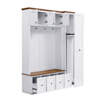 Entryway Hall Tree With Storage Bench, Coat Rack Shoe Bench With Cabinets