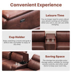 6 Piece Modular Sectional Sofa With 2 Cup Holders, Adjustable Recliners - Dark Brown