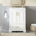 Bathroom Vanity With Sink, 1 Divided Drawer And 2 Soft Close Doors With Double Shelf