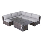 6 Piece Sectional Sofa Set With Cushions - Brown