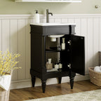 Bathroom Vanity With Sink, Storage Cabinet With Door, Drop In Sink, Compact Freestanding Design