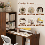 Stretchable Office Desk With Storage Shelves And Mobile Wheels