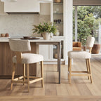 Penny - Round Arched Upholstered Counter Stool (Set of 2) - Travertine Beige