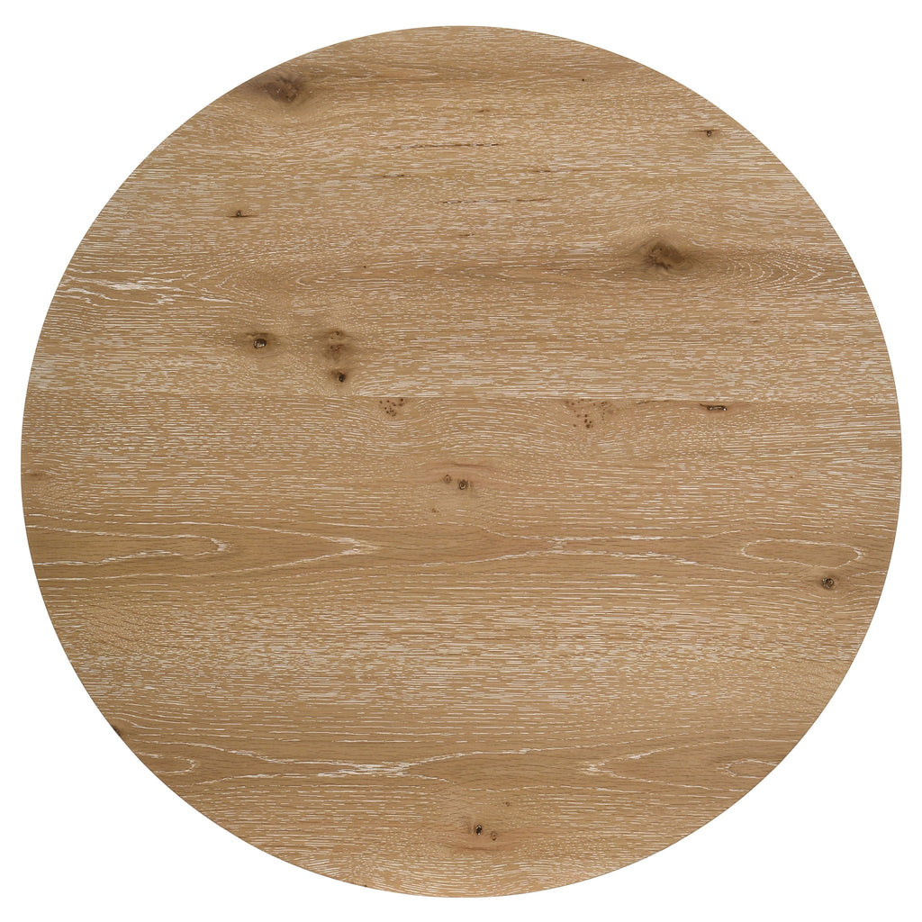 Kessler Round Sculptural Wood Coffee Table Light Oak