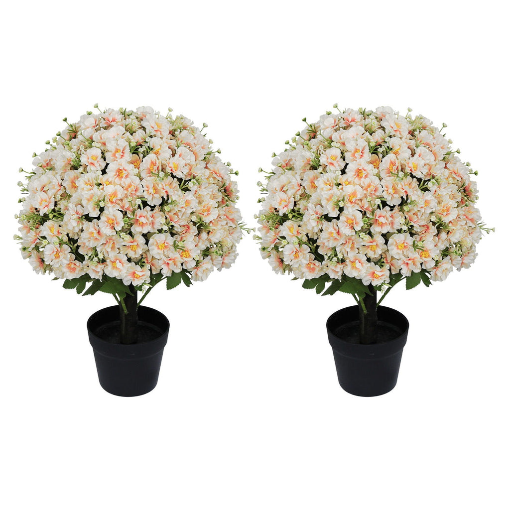 Artificial Snow Lotus Potted Plant, Artificial Floral Decor For Indoor & Outdoor Spaces - White / Pink