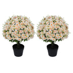 Artificial Snow Lotus Potted Plant, Artificial Floral Decor For Indoor & Outdoor Spaces - White / Pink