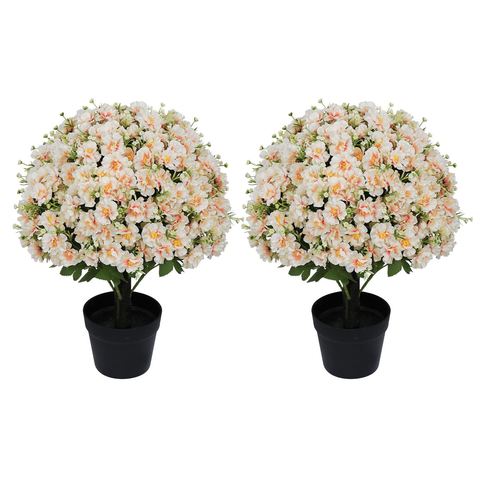 Artificial Snow Lotus Potted Plant, Artificial Floral Decor For Indoor & Outdoor Spaces - White / Pink