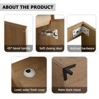 Elegant 48" Freestanding Bathroom Vanity With Double Resin Sink And Storage Rack Soft Close Doors - Imitative Oak