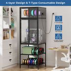 3D Printer Cabinet With Double Layer Filament Storage, T-Shaped Filament Bar, Noise Reducing And Dust Proof Design - Black