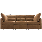 Modern Modular U-Shaped Sofa Bed With Movable Ottoman, USB Ports, Phone Holder