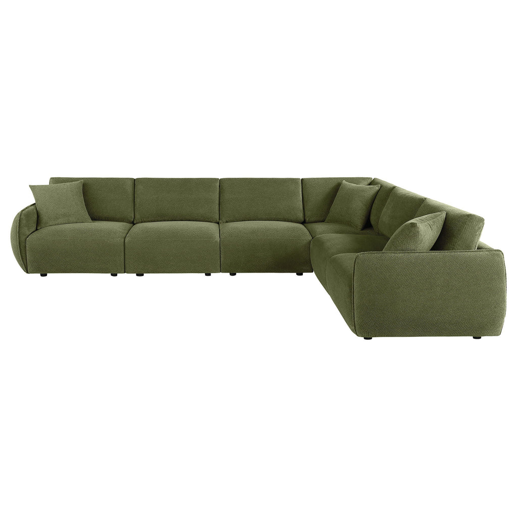 Elysia 6-piece Chenille Upholstered Modular Sectional Sofa Green