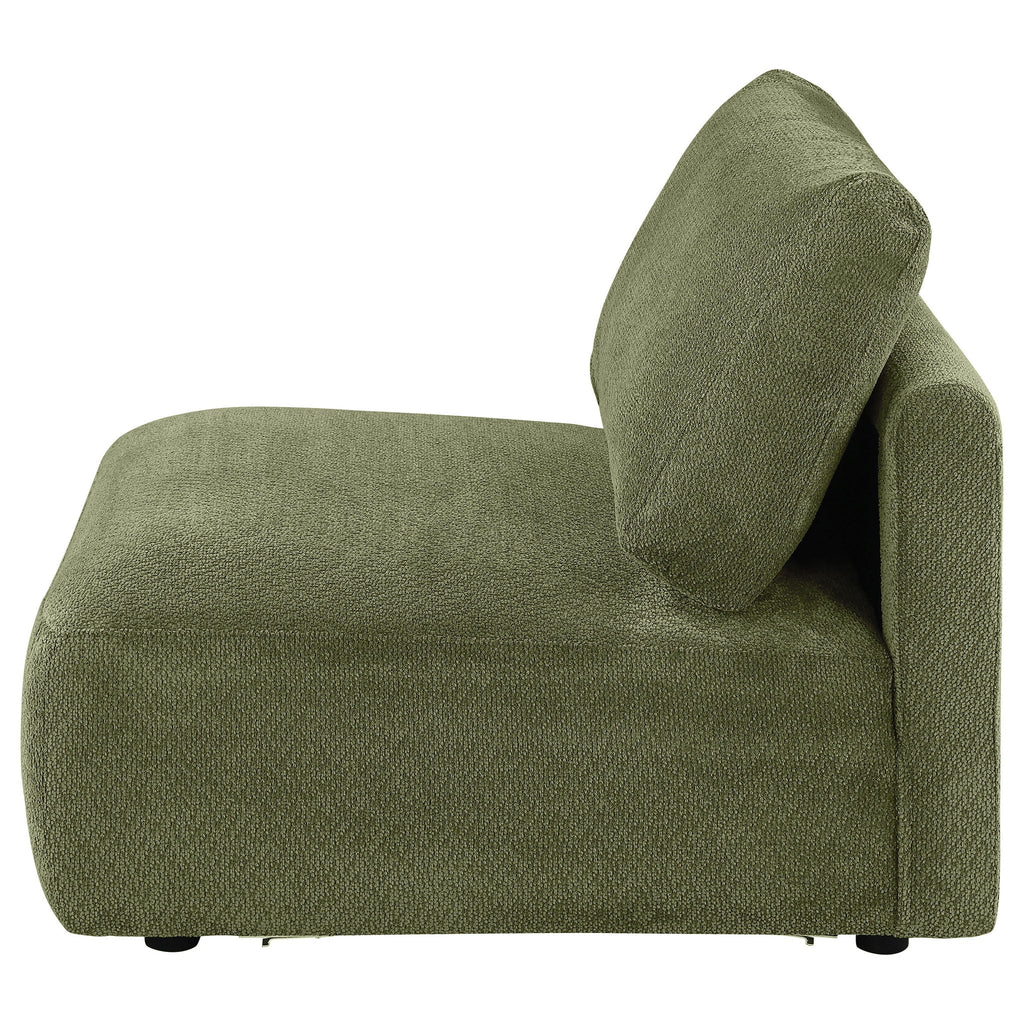 Elysia Chenille Upholstered Modular Armless Chair Green
