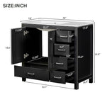 Bathroom Vanity With Ceramic Sink Combo, Abundant Storage Cabinet 2 Soft Close Doors And 5 Drawers