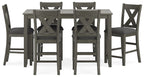 Caitbrook - Rect Drm Counter Table Set (Set of 7) - Gray
