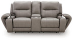 Real Moments - Power Reclining Loveseat With Audio Seating - Ash