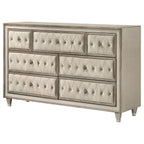 Antonella 7-drawer Upholstered Dresser Ivory and Camel