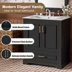 Bathroom Vanity With Sink, 1 Divided Drawer And 2 Soft Close Doors With Double Shelf