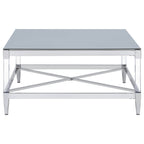 Lindley Square Tempered Mirror Acrylic Coffee Table Chrome