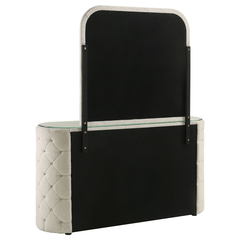 Sonya 6-drawer Upholstered Bedroom Dresser with Mirror Ivory