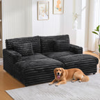 Oversized Double Chaise Lounge Sofa Bed With USB Ports And Cup Holders