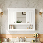 Wall-Mounted Bathroom Cabinet With Mirror And Open Shelf - White