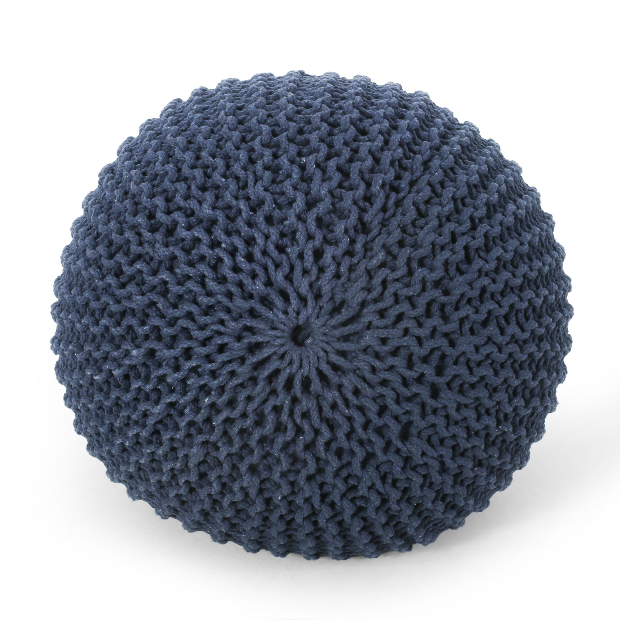 Bordeaux - Knitted Round Pouf Ottoman, Floor Cushion