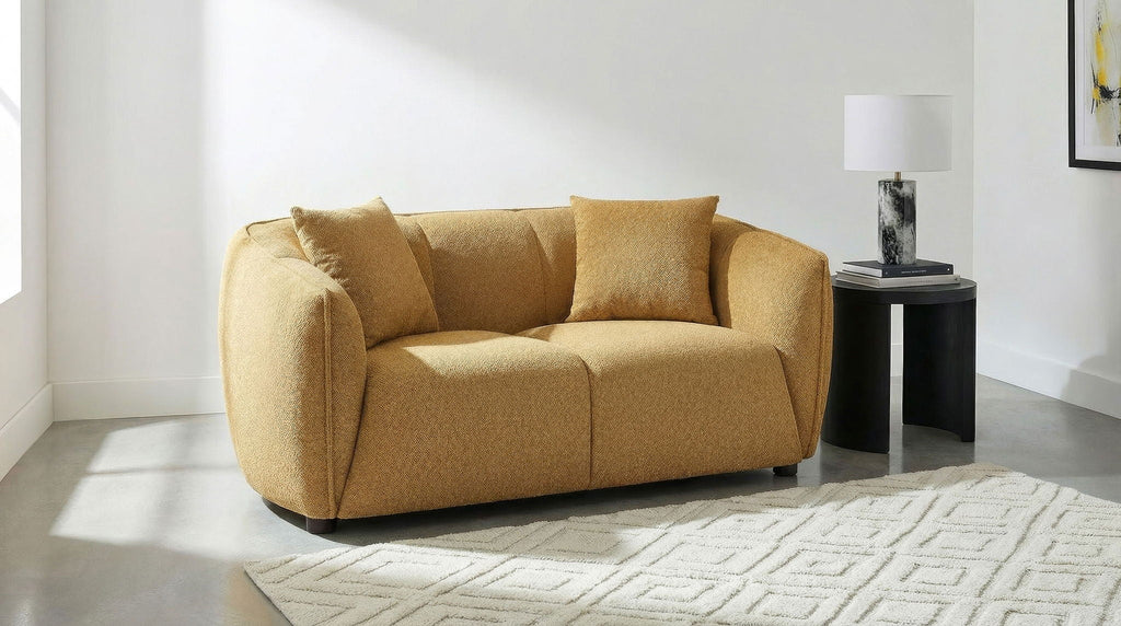 Aleisha Fabric Upholstered Loveseat Mustard Yellow