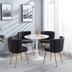 Modern Dining Chair (Set of 2) With Iron Tube Wood Color Legs, Shorthair Cushions And Comfortable Backrest, Suitable For Dining Room, Living Room, Cafe, Simple Structure