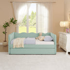 Gingham Daybed With USB Charging Port, Wave Shaped Design
