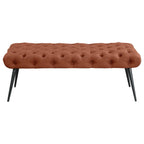 Ella Upholstered Tufted Bench Metal Legs Rust