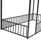 Metal Bed House Bed Frame With Fence
