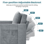 Upholstered Convertible Sleeper Sofa With 5 Position Backrest, Side Pockets, Storage