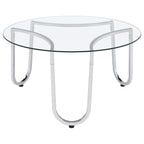 Beller Round Tempered Glass Top Cocktail Coffee Table Chrome