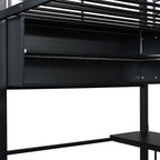 Loft Bed With LED Desk And 4 Storage Shelves