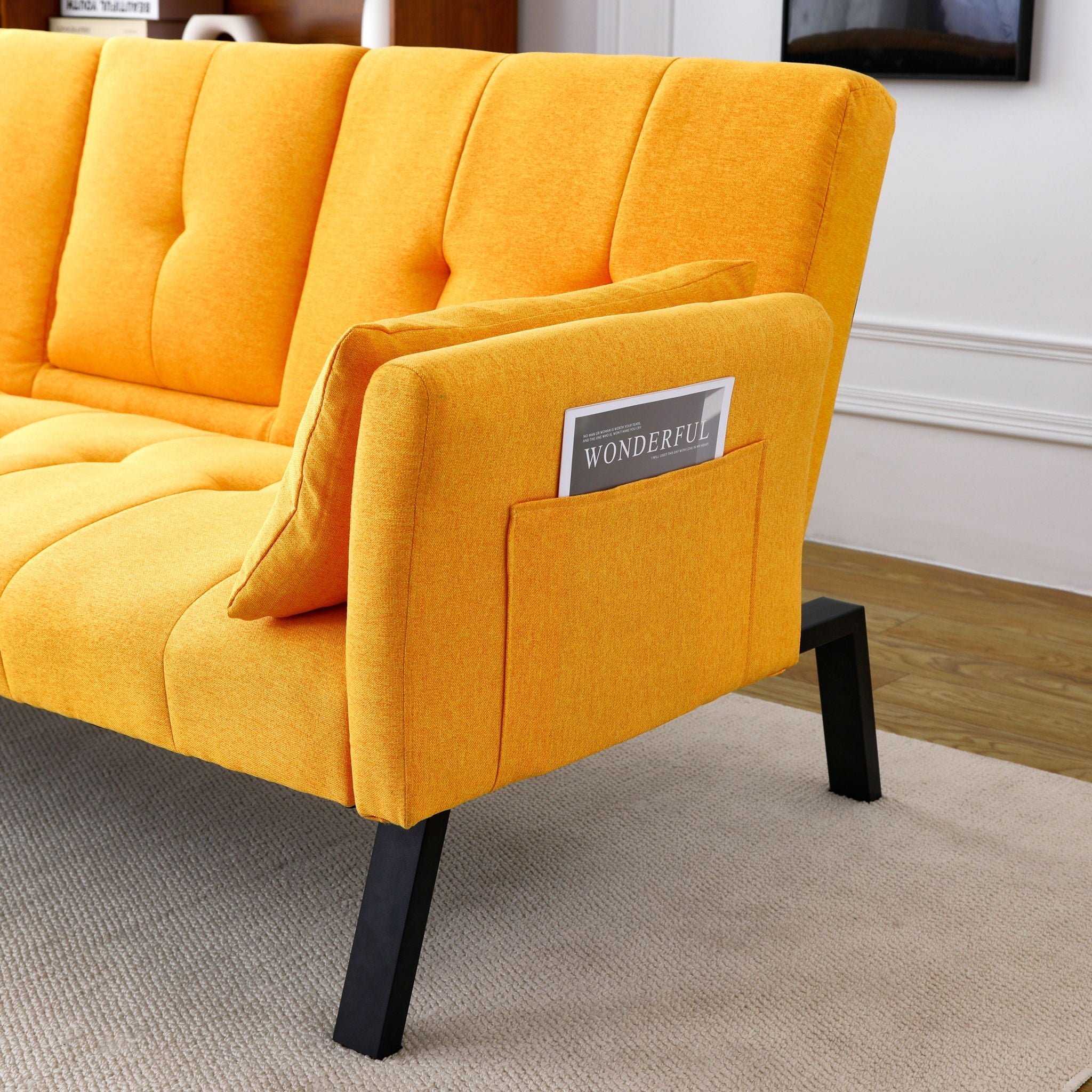 Sofa Bed With Foldable Design And Cup Holder