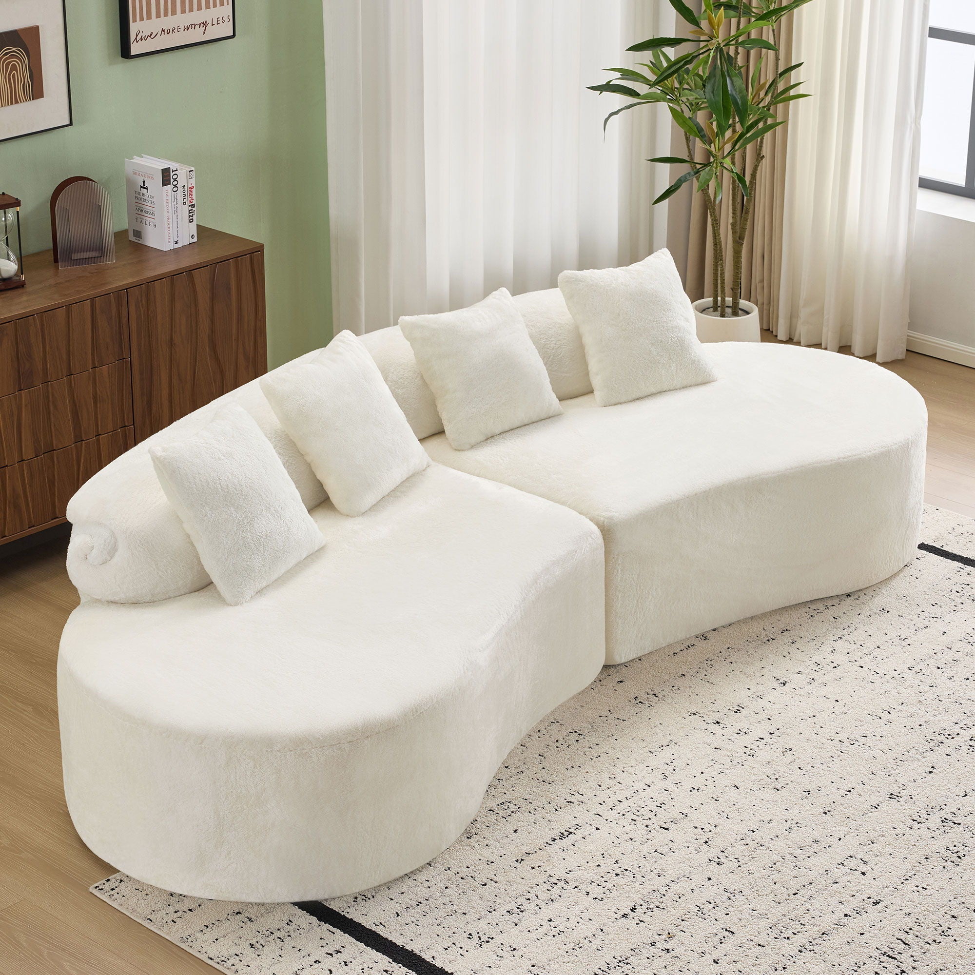 Modern Curved Sofa With Pillows