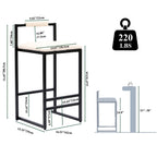 Elegant Bar Stool Set With Backrest And Footrest, Counter Height (Set of 2)
