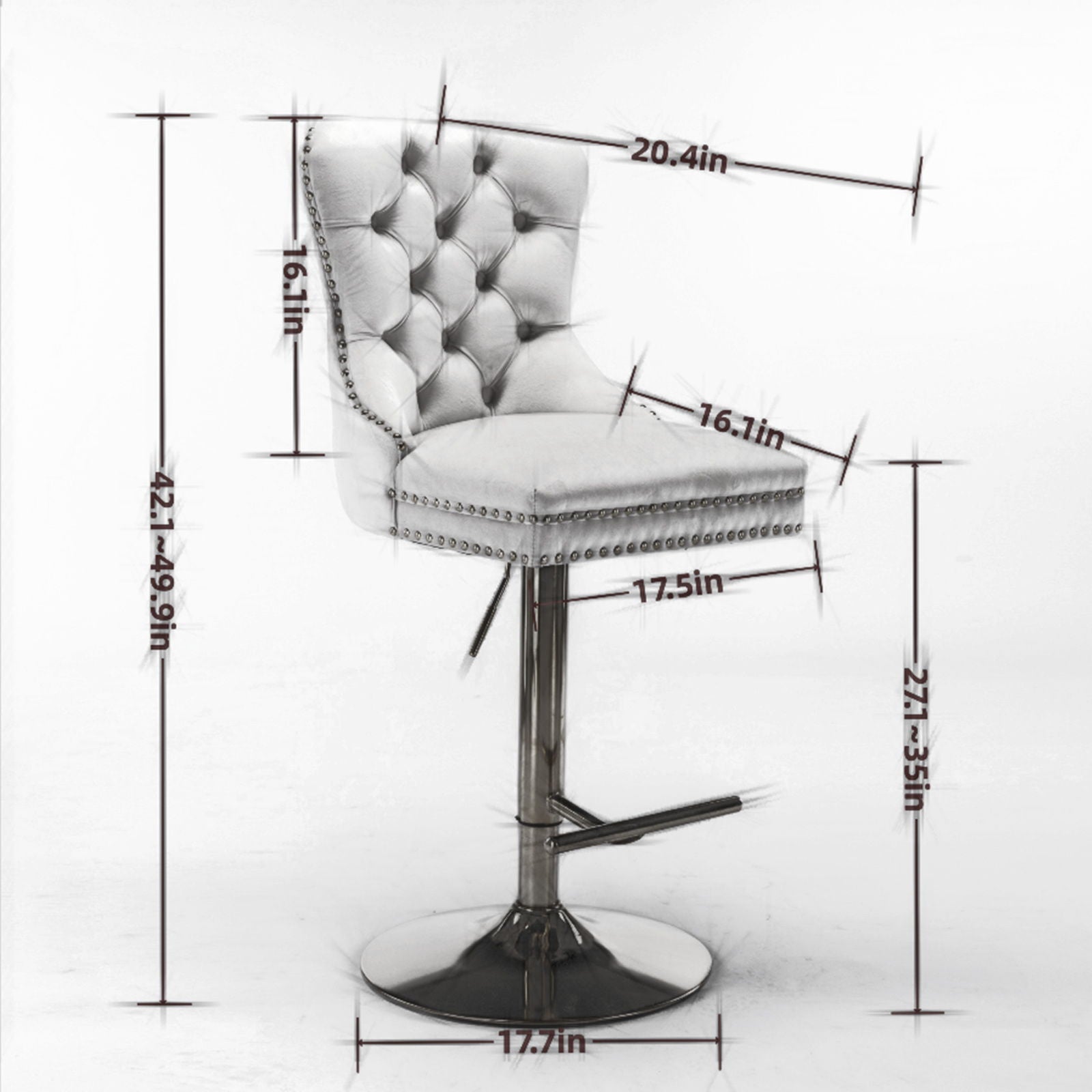 Thick Swivel Barstools Adjusatble Seat Height From 25-33", Modern Upholstered Bar Stools With Backs Comfortable Tufted For Home Pub And Kitchen Island (Set of 2)