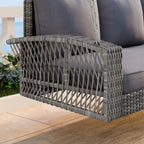 3 Person Large Patio Swing Bench With Cushions For Backyard
